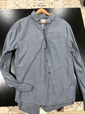 Five Four Men's Chambray Button-Down Shirt in Heather Blue